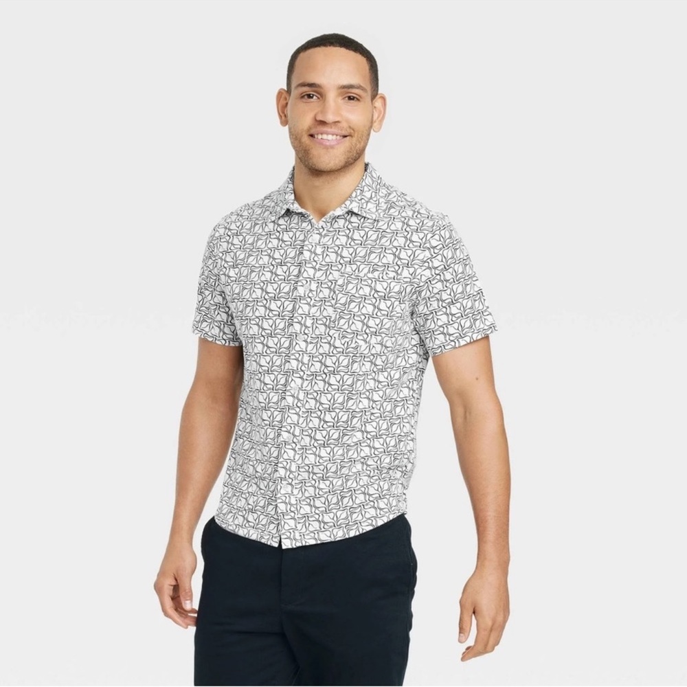 Goodfellow & Co Patterned Cotton Button Down Short Sleeve Shirt